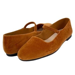 Everlane orange velour mary janes
